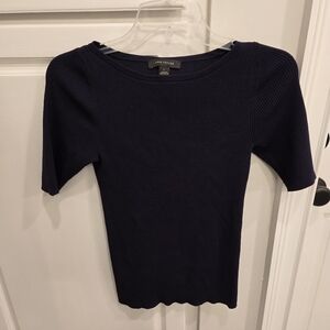Ann Taylor Navy Ribbed Top